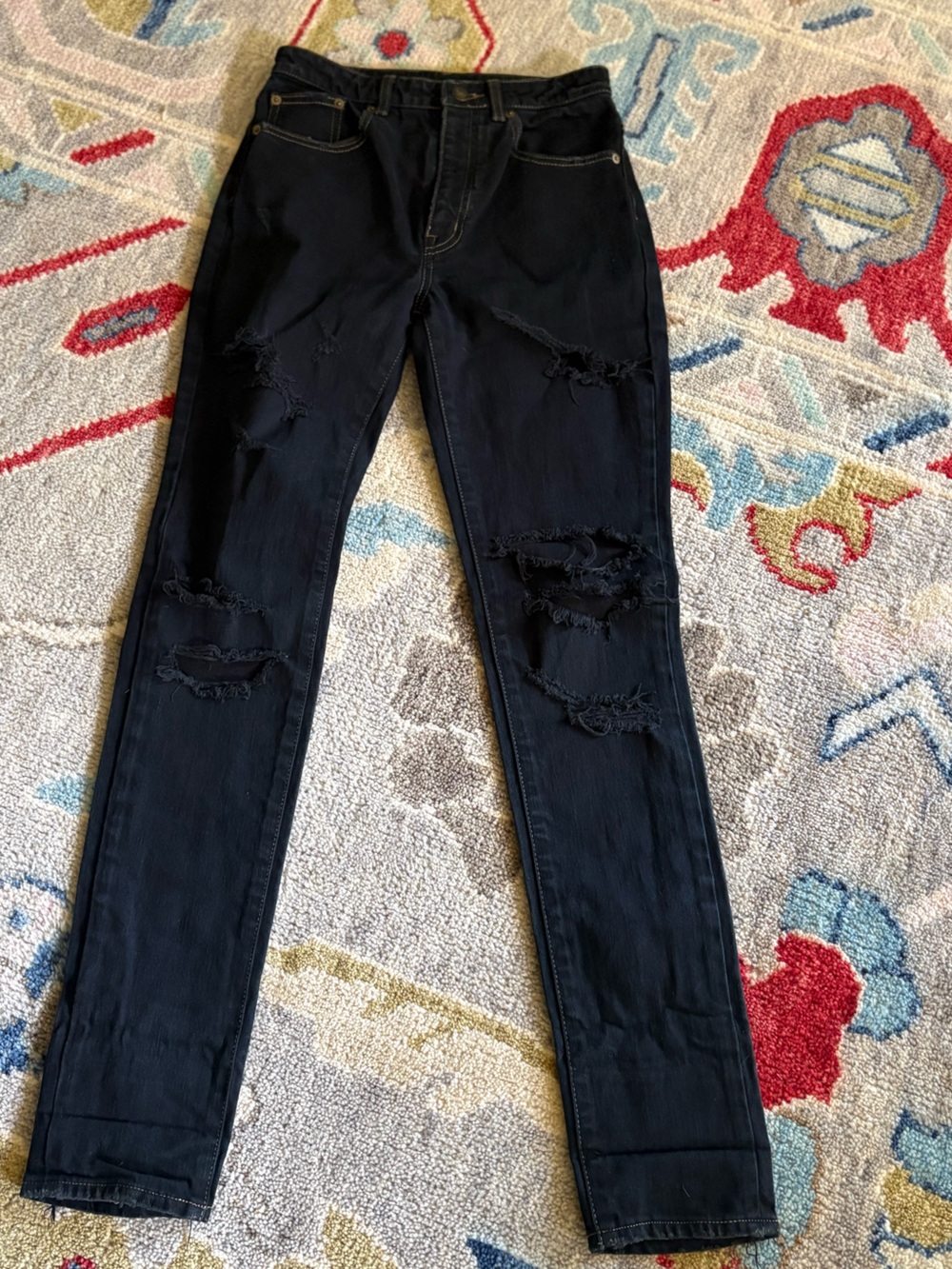 Saint Laurent YSL Black Distressed Skinny Jeans size 26